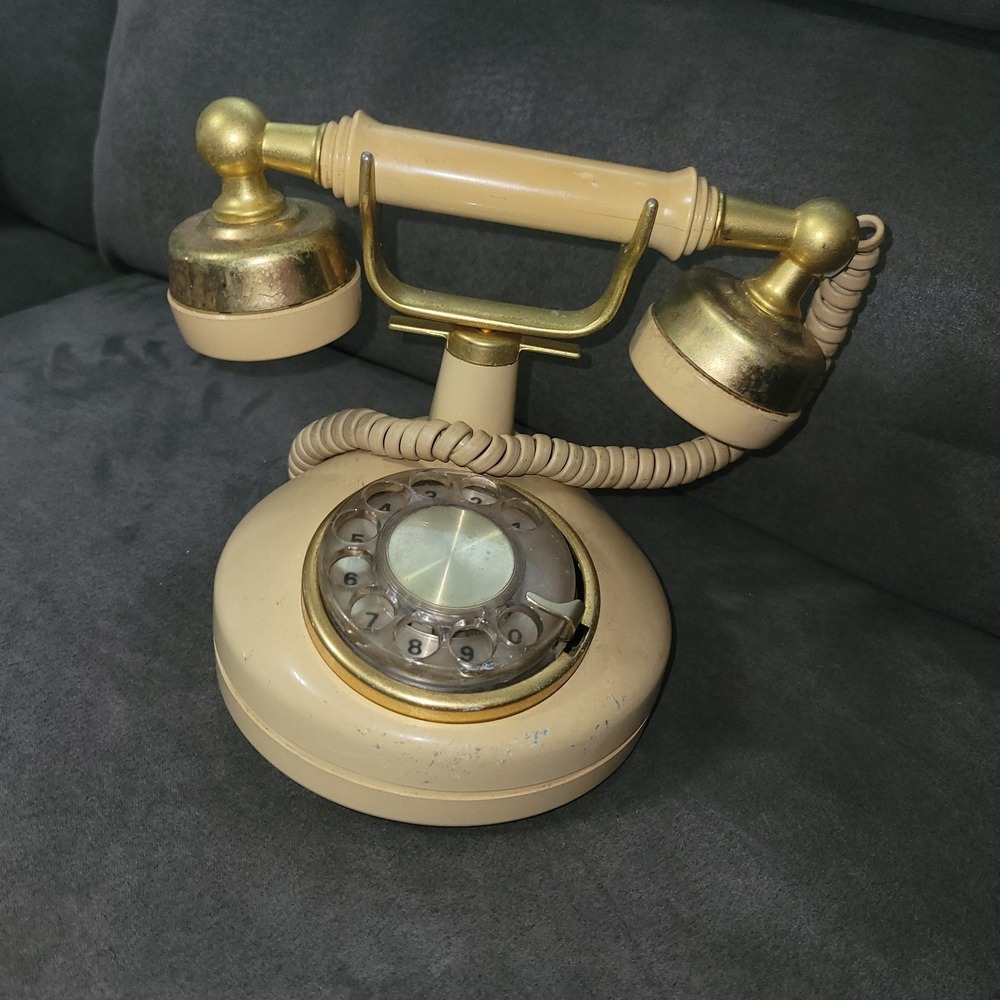 Vintage Western Electric French Princess Style Rotary Phone- Cream & Gold